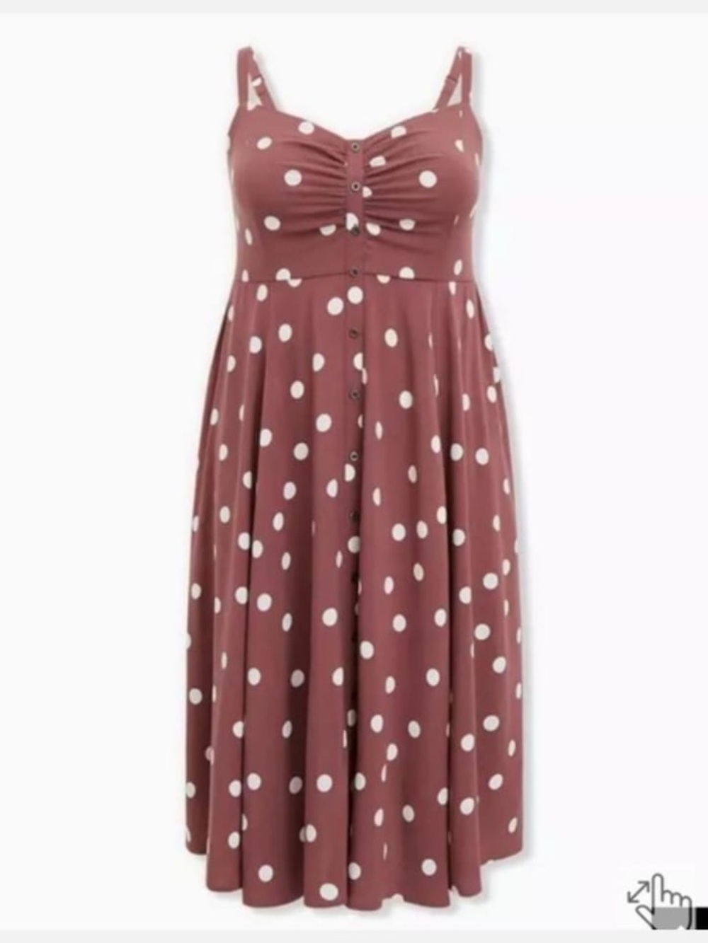 Torrid Mauve Polka Dot Button Front Dress Smocked Back 2X - Picture 4 of 16
